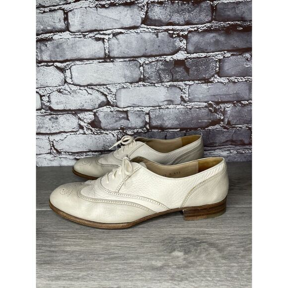 Gravati Neiman Marcus Ivory Leather Wingtip Oxford Dress Shoes Women 10M US 2505 - Picture 1 of 16